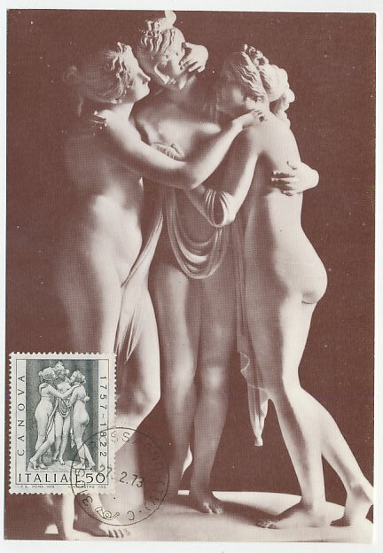 Maximum card Italy 1973 The Three Graces - Antonio Canova