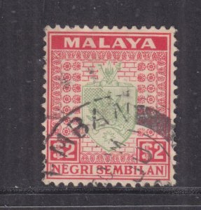 NEGRI SEMBILAN, 1936 $ $ 2.00 green & Scarlet, used.