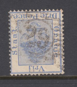 Orange Free State SG 51 used. 1883 3p ultramarine, good Numeral 29 cancel, sound