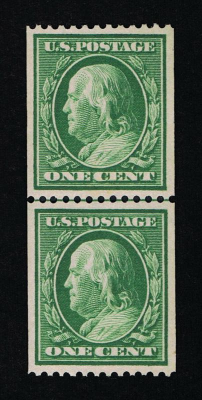 GENUINE SCOTT #348 VF MINT OG NH 1908 PERF-12 DL-WMK COIL LINE PAIR SCV $650