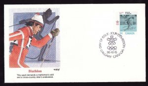 Canada-Sc#1112-stamp on Fleetwood FDC-Sports-Calgary Olympics-Skiing-1986-