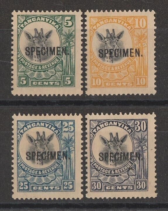 TANGANYIKA 1925 Giraffe set 5c-30c new colours SPECIMEN. 