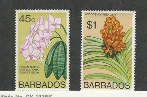 Barbados, Postage Stamp, #406B, 408 Mint NH, 1974 Flowers, JFZ