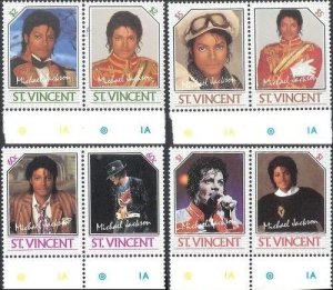 St. Vincent 1985 - Scott# 894-7 - Michael Jackson - Set of 8 Stamps - MNH