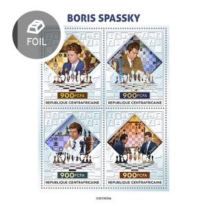 C A R - 2021 - Boris Spassky - Perf Silver 4v Sheet - Mint Never Hinged