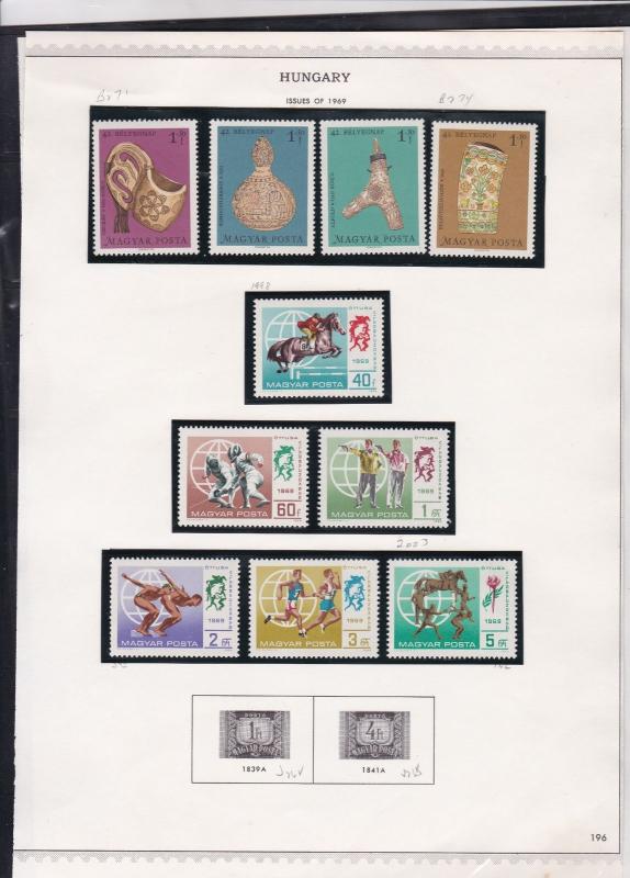 hungary issues of 1969 space etc stamps page ref 18297