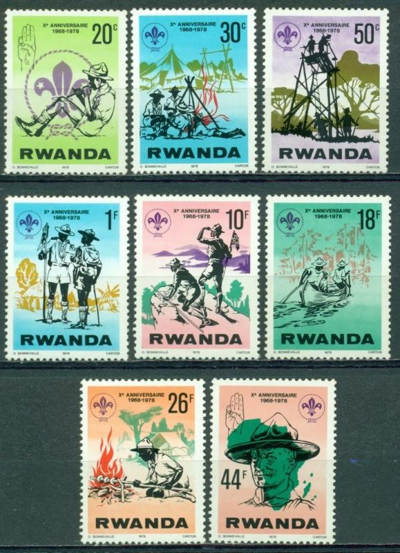 Rwanda Scott #849-856 MNH Rwanda Boy Scouting Ann CV$6+