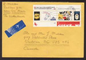 Netherlands to Victoria BC Canada 1997 Airmail Cover 