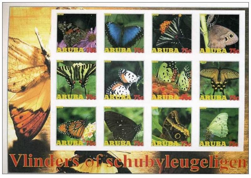 ARUBA SHEET IMPERF CINDERELLA BUTTERFLIES INSECTS