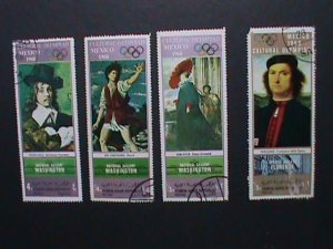 ​YEMEN-1968 CULTURAL OLYMPIC-MEXICO-SUPER LONG USED STAMPS SET-VERY FINE