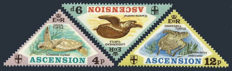 Ascension 170-172, MNH. Mi 170-172. Turtles 1973. Green, Loggerhead, Hawksbill.