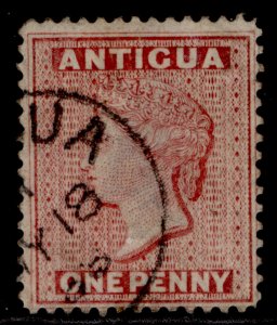 ANTIGUA QV SG26, 1d rose, USED. Cat £12. CDS