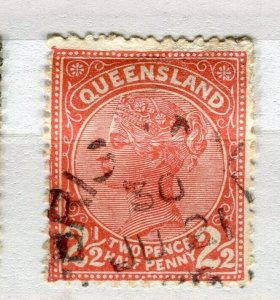 QUEENSLAND; 1890s early classic QV issue fine used Shade of 2.5d. value