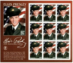 Guyana 2002 - Elvis Presley - Sheet Of 9 stamps - Scott #3726 - MNH