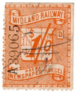 (I.B) Midland Railway : Prepaid Newspaper Parcel 1/-