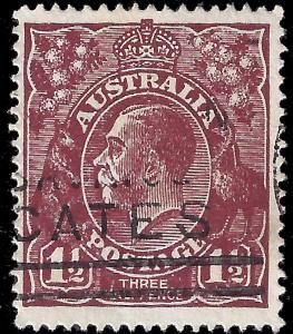 Australia 1918 Sc 63 KGV 1 1/2d red brown UF