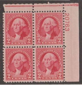 U.S. Scott #707 Washington Stamps - Mint Plate Block