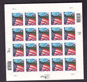 USA-Sc#3470- id11-unused NH sheet-Flag over Farm-2001-