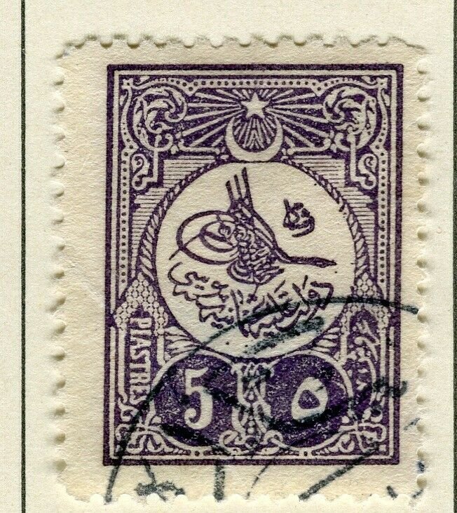 TURKEY; 1908 early classic issue fine used 5Pi. value