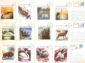 BB002 Set of 12 covers Romania 1978 - Protected animals in Romania