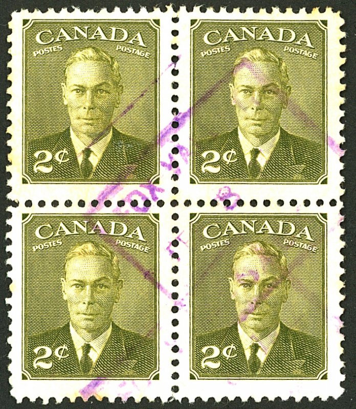 CANADA #305 USED BLOCK OF 4