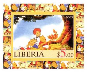 LIBERIA 2005 SHEET DELUXE IMPERF DISNEY WINNIE THE POOH