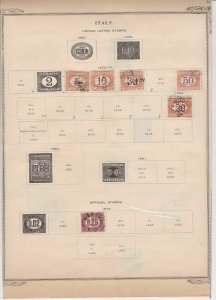 italy unpaid  letter and officials stamps on album page ref r11835