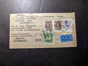 1949 China Jewish Refugees Ghetto Airmail Cover Shanghai to Enzerdorf Austria
