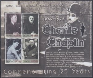 GHANA Sc #2361a-d  S/S of 4 HONOURING CHARLIE CHAPLIN