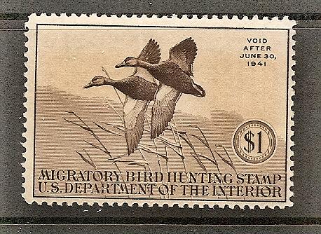 US RW  7 Mint LH OG 1940 Duck Stamp $1 Sepia CV $130