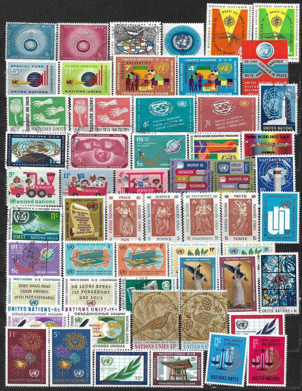 COLLECTION LOT OF 57 UNITED NATIONS 1957+ STAMPS