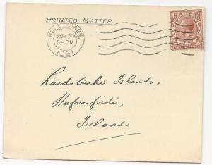 Great Britain Scott #161 on Cover to Iceland November 30, 1931