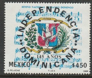 MEXICO 1605, DOMINICAN REPUBLIC, 145th ANNIVERSARY. MINT, NH.  F-VF
