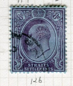 STRAITS SETTLEMENTS; 1903-04 early Ed VII Crown CA issue fine used 8c. value