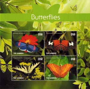 Gambia- 2015 Butterflies on Stamps- sheetlet of 4 MNH