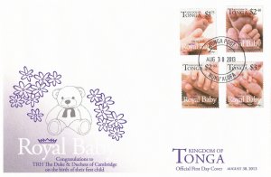 Tonga 2013 FDC Royal Baby 4v Set Cover Birth Prince George William Kate Duke