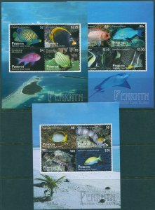 Cook Islands Penrhyn 2012 SG616-618 Tropical Fish MS set of 3 MNH