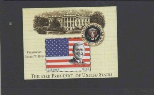 LIBERIA 2001 43RD PRESIDENT OF THE U.S GEORGE BUSH MINT VF NH O.G S/S (21