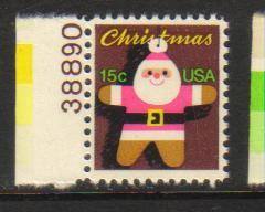 #1800 MNH plate # single 15c Christmas-Contemporary 1979  