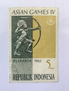 Indonesia 1962 Scott 568 used -5r,  Jakarta, 4th Asian Games,  Emblem