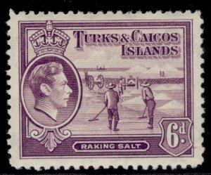 TURKS & CAICOS ISLANDS GVI SG201, 6d mauve, M MINT. Cat £22.