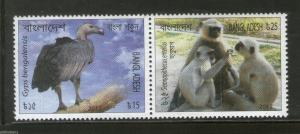 Bangladesh 2012 Monkey Lungoor Vulture Birds Animals Se-Tenant MNH # 3986