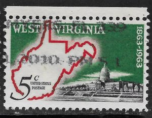 US #1232 5c West Virginia Statehood - Map and State Capitol