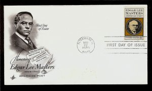 FIRST DAY COVER #1405 Edgar Lee Masters American Poet 6c ARTCRAFT U/A FDC 1970