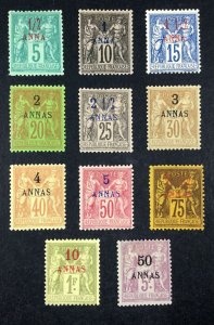 MOMEN: FRENCH ZANZIBAR SC #1-11 1894-6 MINT OG H SIGNED LOT #68252*