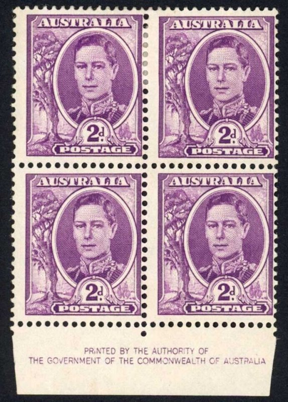 Australia SG205 2d Imprint Block M/M