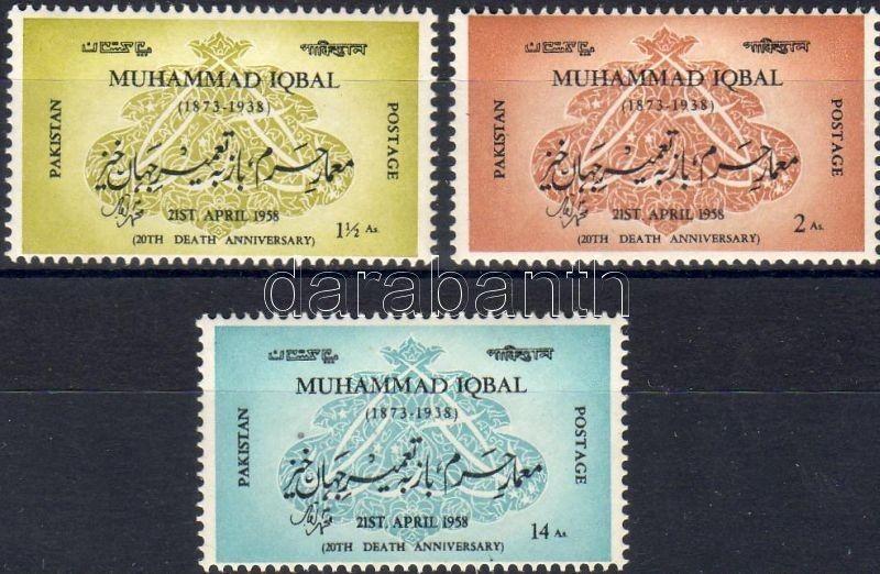 Pakistan stamp In memoriam Mohammed Iqbal MNH 1958 Mi 96-98 WS5719