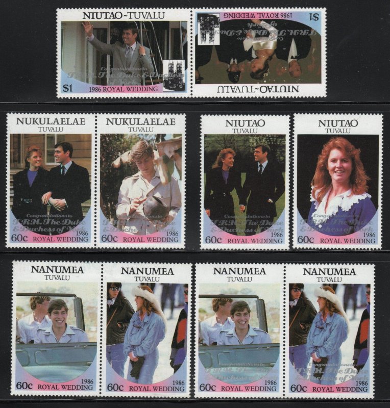 Tuvalu ~ 16 Different Royal Wedding Stamps ~ Unused, MXH (1986)