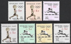 1965 Haiti Tokyo Olympics Sports Set #B35-37, CB51-54 with RED SURCH. var. VF-NH-