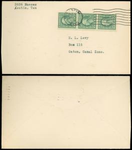 1936 Austin TX, GATUN CANAL ZONE Destination! Strip/3 Wash Head w Line Pair #486